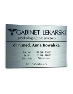 Nadruk Tabliczka Srebrna 30x20 Gabinet Lekarski Nazwisko
