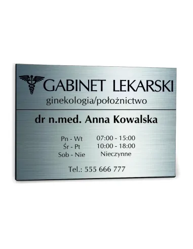 Nadruk Tabliczka Srebrna 30x20 Gabinet Lekarski Nazwisko