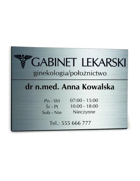 Nadruk Tabliczka Srebrna 30x20 Gabinet Lekarski Nazwisko