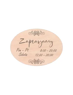 Grawerowana Tabliczka Drewniana z Godzinami Otwarcia Twój