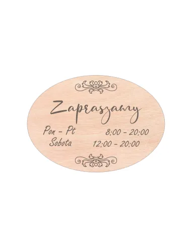 Grawerowana Tabliczka Drewniana z Godzinami Otwarcia Twój