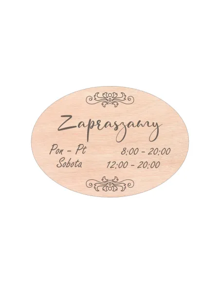 Grawerowana Tabliczka Drewniana z Godzinami Otwarcia Twój