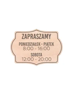 Tabliczka 21x14 Grawerowana Drewniana Godzinami Otwarcia