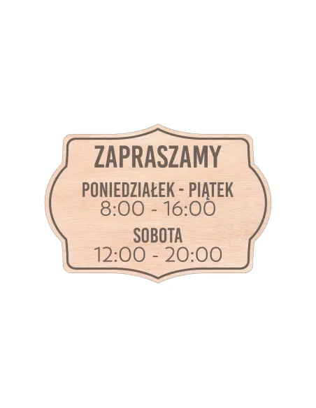 Tabliczka 21x14 Grawerowana Drewniana Godzinami Otwarcia