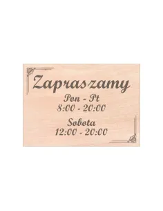 Grawer Tabliczka Zapraszamy Drewniana Godziny Otwarcia
