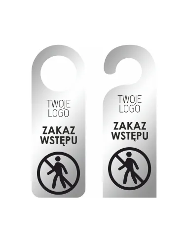Zawieszka na Drzwi Klamkę Hotelowa z Nadrukiem Srebrna