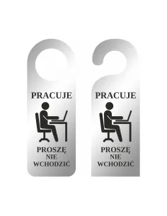 Zawieszka na Drzwi Klamkę Hotelowa Nadrukiem Srebrna