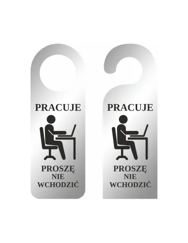 Zawieszka na Drzwi Klamkę Hotelowa Nadrukiem Srebrna