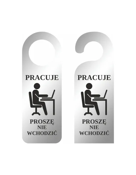 Zawieszka na Drzwi Klamkę Hotelowa Nadrukiem Srebrna