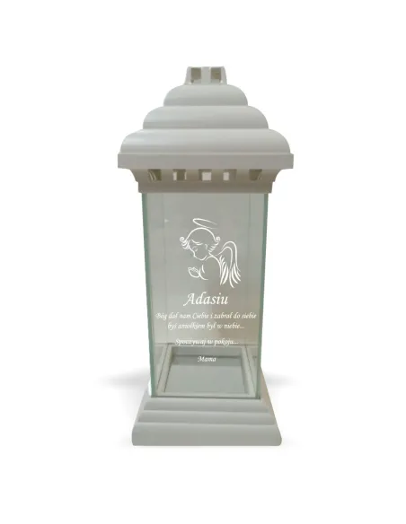Znicz Lampion z Dedykacją Grawerem Aniołek dla Dziecka