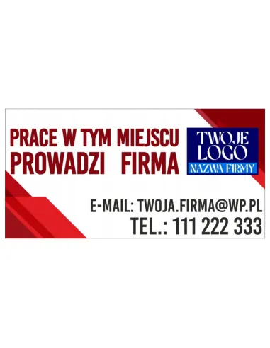Baner Oczkowany 100x50 Prace Prowadzi Firma Twoje logo