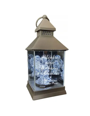 Znicz Lampion Stroik Grawerem Dziecka Anioł dla Dziecka