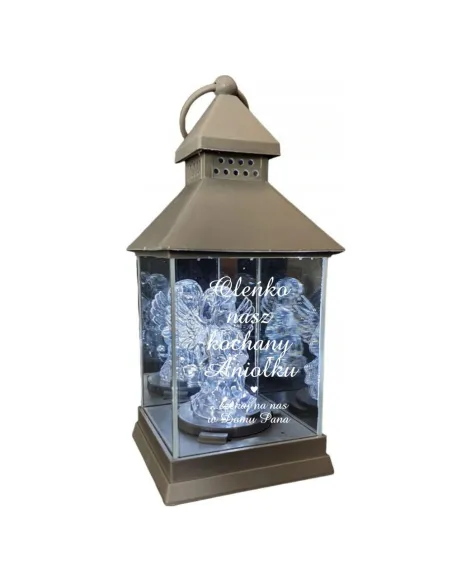Znicz Lampion Stroik Grawerem Dziecka Anioł dla Dziecka