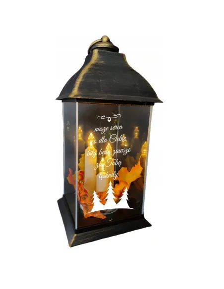 Znicz Lampion Stroik Grawerem Świąteczny LED Personalizowany