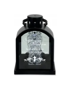 Latarenka LED Znicz Czarny Personalizowany z Grawerem