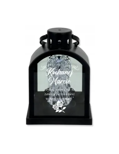 Latarenka LED Znicz Czarny z Grawerem Personalizowany