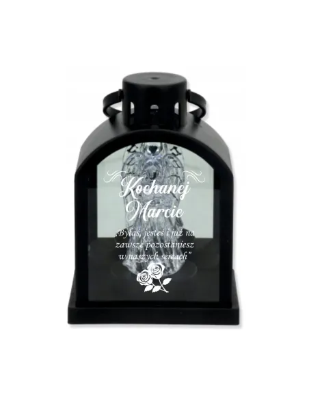 Latarenka LED Znicz Czarny z Grawerem Personalizowany