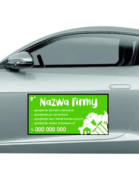 Reklama Magnetyczna na Samochód Magnes 60x30 Sprzątanie