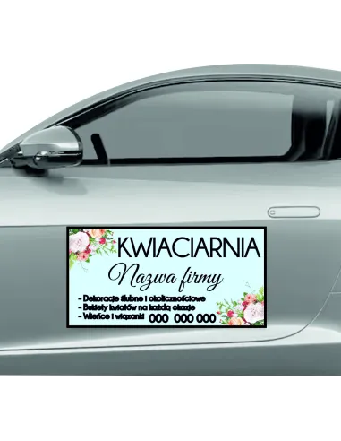Reklama Magnetyczna na Samochód Magnes 60x30 Kwieciarnia