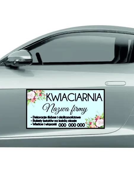 Reklama Magnetyczna na Samochód Magnes 60x30 Kwieciarnia
