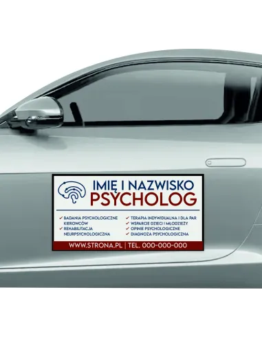 Reklama Magnetyczna – Na Samochód Magnes 60x30 Psycholog