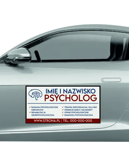 Reklama Magnetyczna – Na Samochód Magnes 60x30 Psycholog