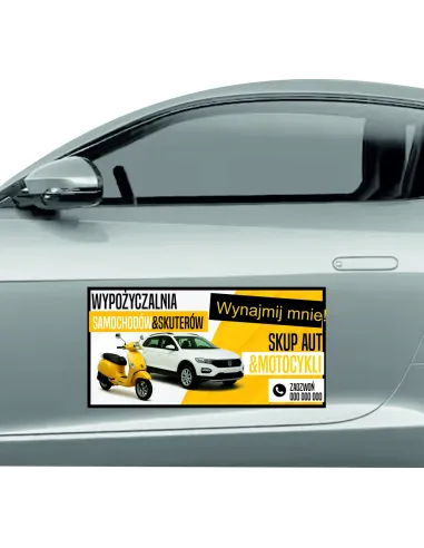 Reklama Magnetyczna Magnes Samochód 60x30 Wypożyczalnia
