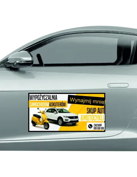 Reklama Magnetyczna Magnes Samochód 60x30 Wypożyczalnia