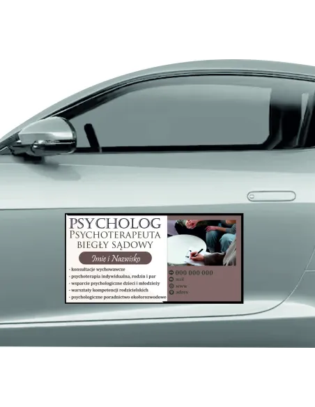 Reklama Magnetyczna na Samochód Magnes 60x30 Psycholog