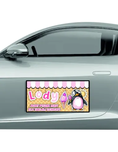 Magnes na Samochód Reklama Magnetyczna 60x30 cm Lody