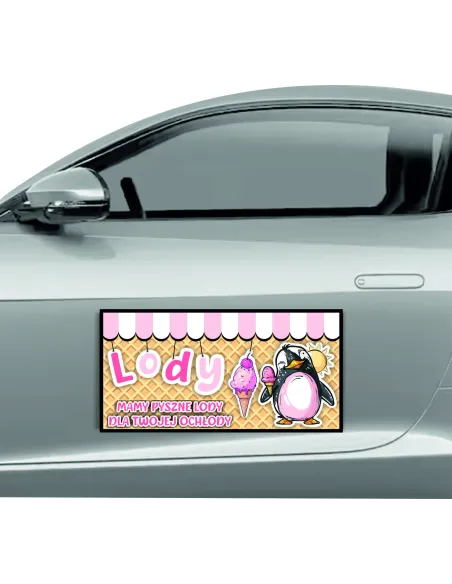 Magnes na Samochód Reklama Magnetyczna 60x30 cm Lody