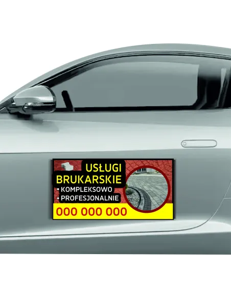 Reklama Magnetyczna Magnes Samochód 60x30 Usługi Brukarskie