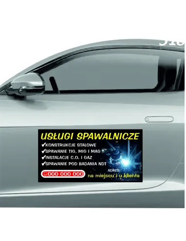 Reklama Magnetyczna Magnes Samochód 60x30 Usługi Spawalnicze