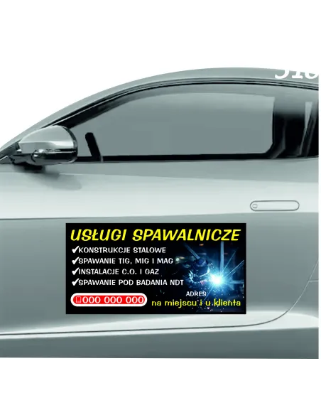 Reklama Magnetyczna Magnes Samochód 60x30 Usługi Spawalnicze