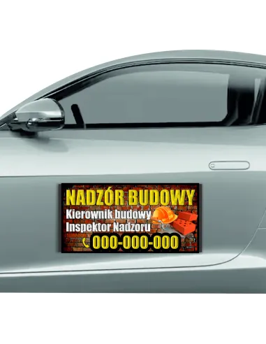 Reklama Magnetyczna Magnes Samochód 60x30 Nadzór Budowy