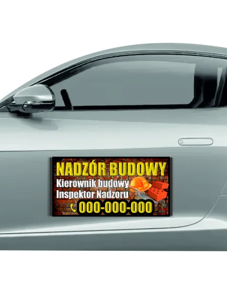 Reklama Magnetyczna Magnes Samochód 60x30 Nadzór Budowy