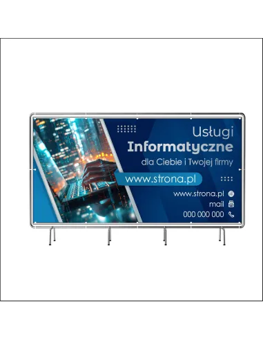 Reklamowy Baner Oczkowany 100x50 cm Usługi Informatyczne