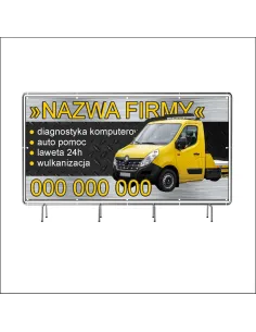 Reklamowy Baner Oczkowany 100x50 cm Auto Pomoc/ Laweta