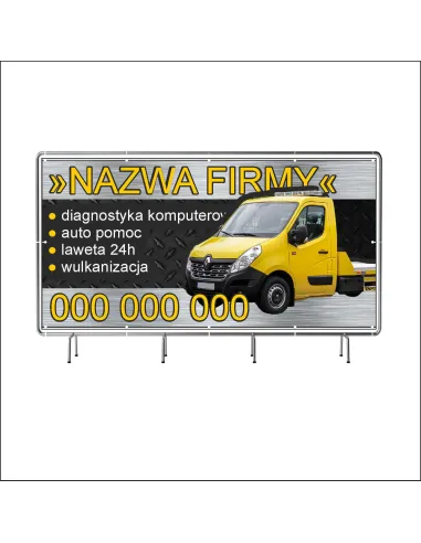 Reklamowy Baner Oczkowany 100x50 cm Auto Pomoc/ Laweta