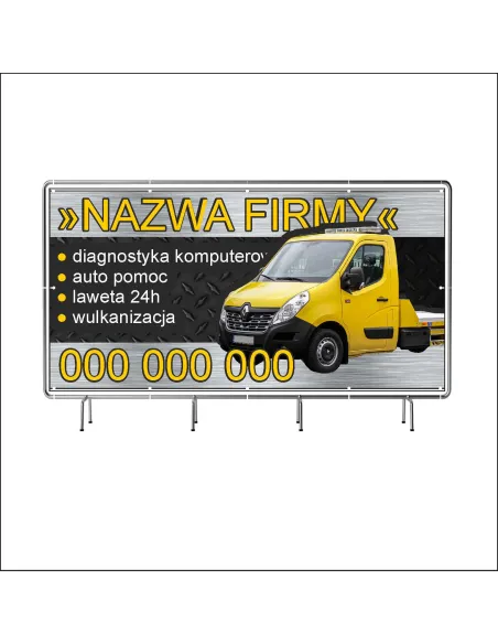 Reklamowy Baner Oczkowany 100x50 cm Auto Pomoc/ Laweta