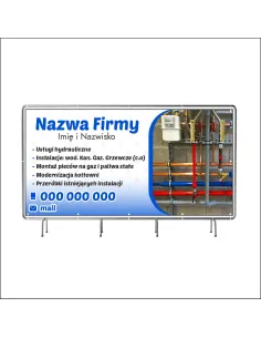Reklamowy Baner Oczkowany 100x50 cm Usługi Hydrauliczne