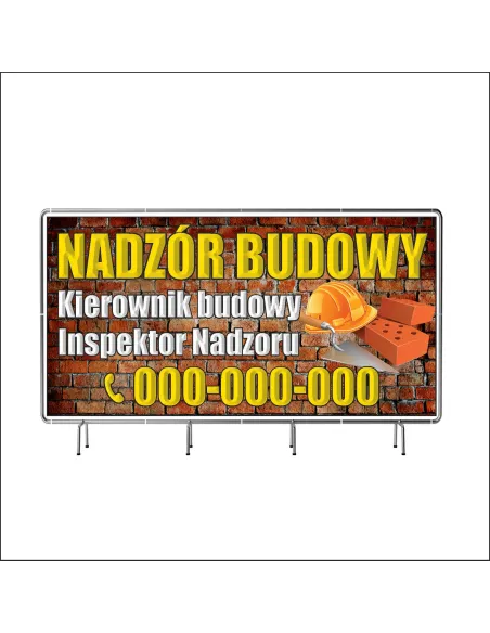 Baner z Nadrukiem Reklamowy 100x50 cm Oczkowany Nadzór