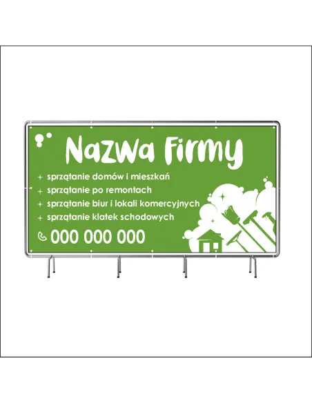 Baner z Nadrukiem Reklamowy 200x100 cm Oczkowany Sprzątanie