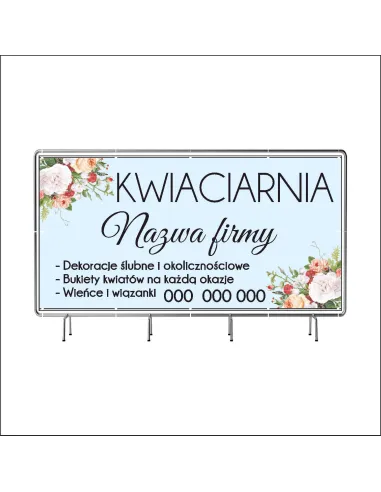 Baner z Nadrukiem Reklamowy 200x100 cm Oczkowany Kwieciarnia