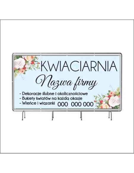 Baner z Nadrukiem Reklamowy 200x100 cm Oczkowany Kwieciarnia