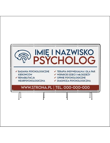 Baner z Nadrukiem Reklamowy 200x100 cm Oczkowany Psycholog