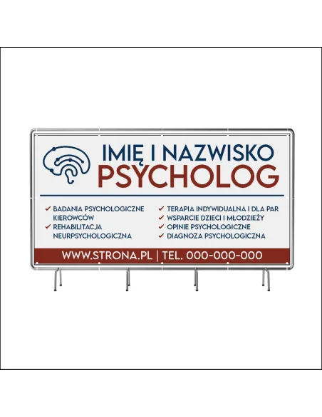 Baner z Nadrukiem Reklamowy 200x100 cm Oczkowany Psycholog