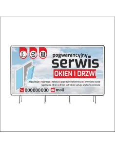 Baner 200x100 cm Reklamowy Oczkowany Serwis Okien Drzwi