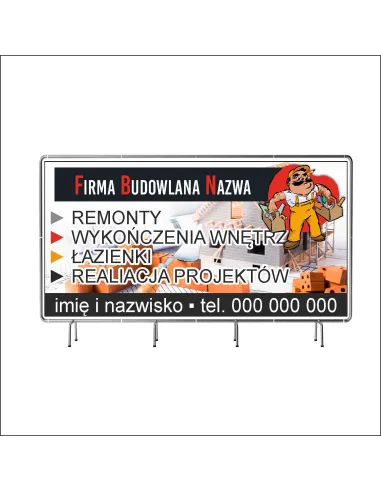 Reklamowy Baner Oczkowany 200x100 cm Firma Budowlana
