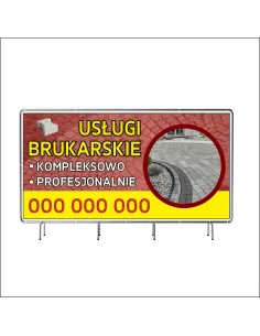 Reklamowy Baner Oczkowany 200x100 cm Usługi Brukarskie
